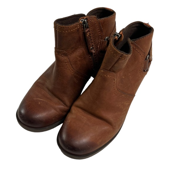 Teva Foxy Booties Brown Leather Round Toe Side Zip Ankle 6.5 - Picture 3 of 9